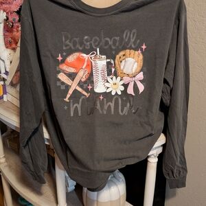 Comfort Colors Baseball Mania Long Sleeve Tee - Dark Gray